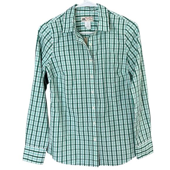 Thomas Mason for J. Crew Green Plaid Button-Down Blouse Women's 0 NEW Cotton - Picture 1 of 5